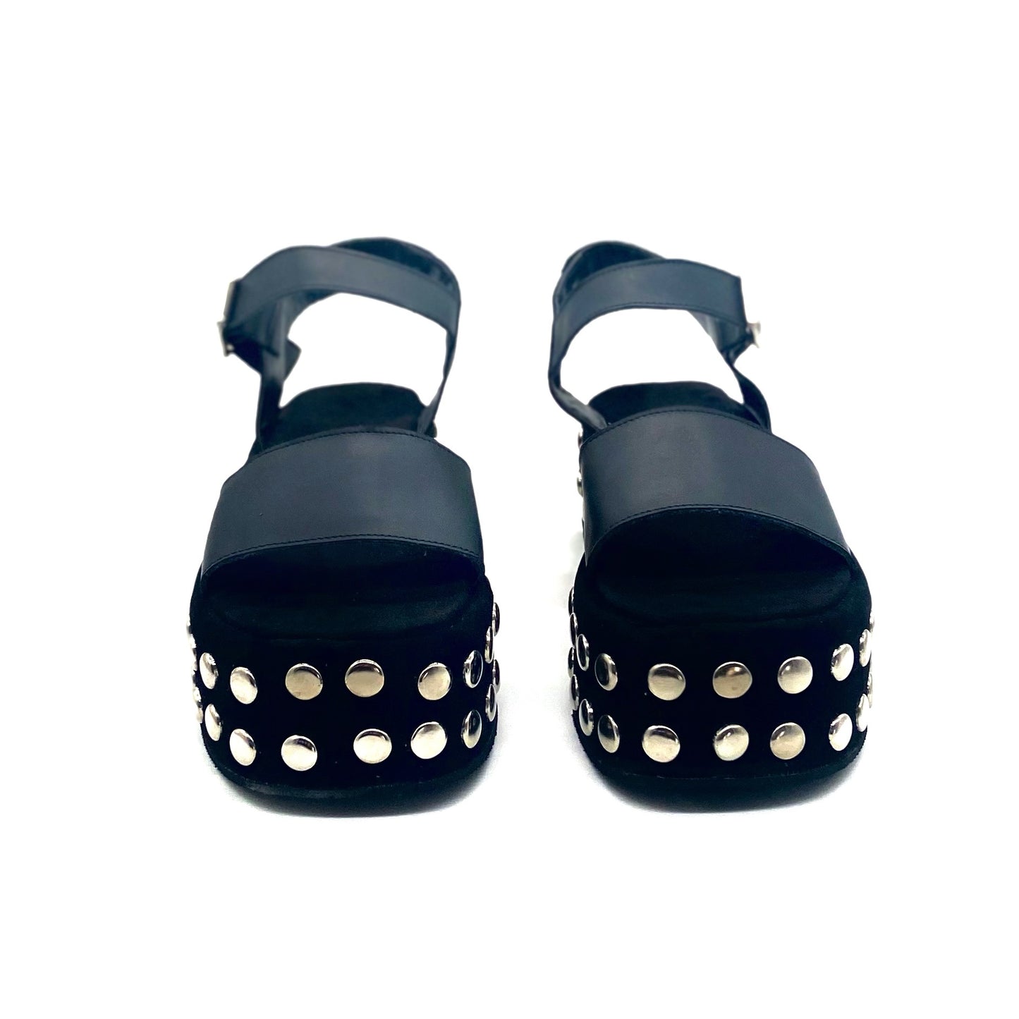 Sandalias Eloisa Cuero Negro Tachas